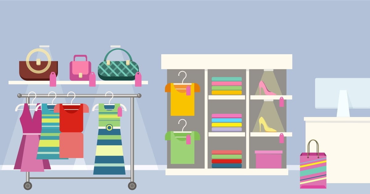 tegning av damebutikk